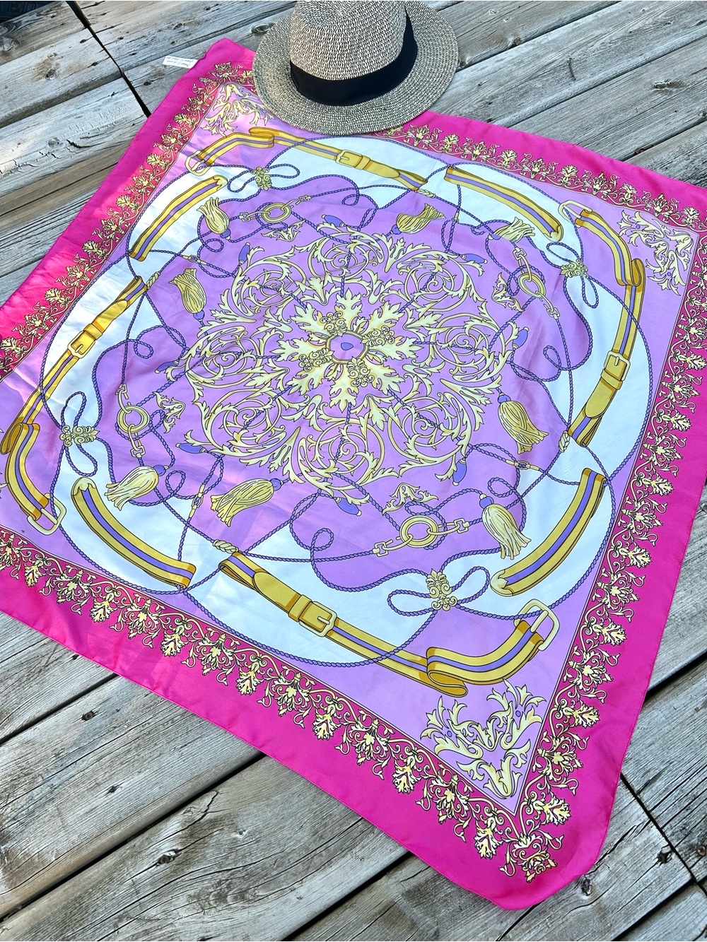 Pink & Lavender Decorative boho Scarf w resort vacay equestrian vibe